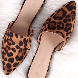 NWOT Leopard Mules - Size 7.5